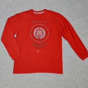 Nike Lebron James Lion Logo Long Sleeve T-shirt, Red Sz XL